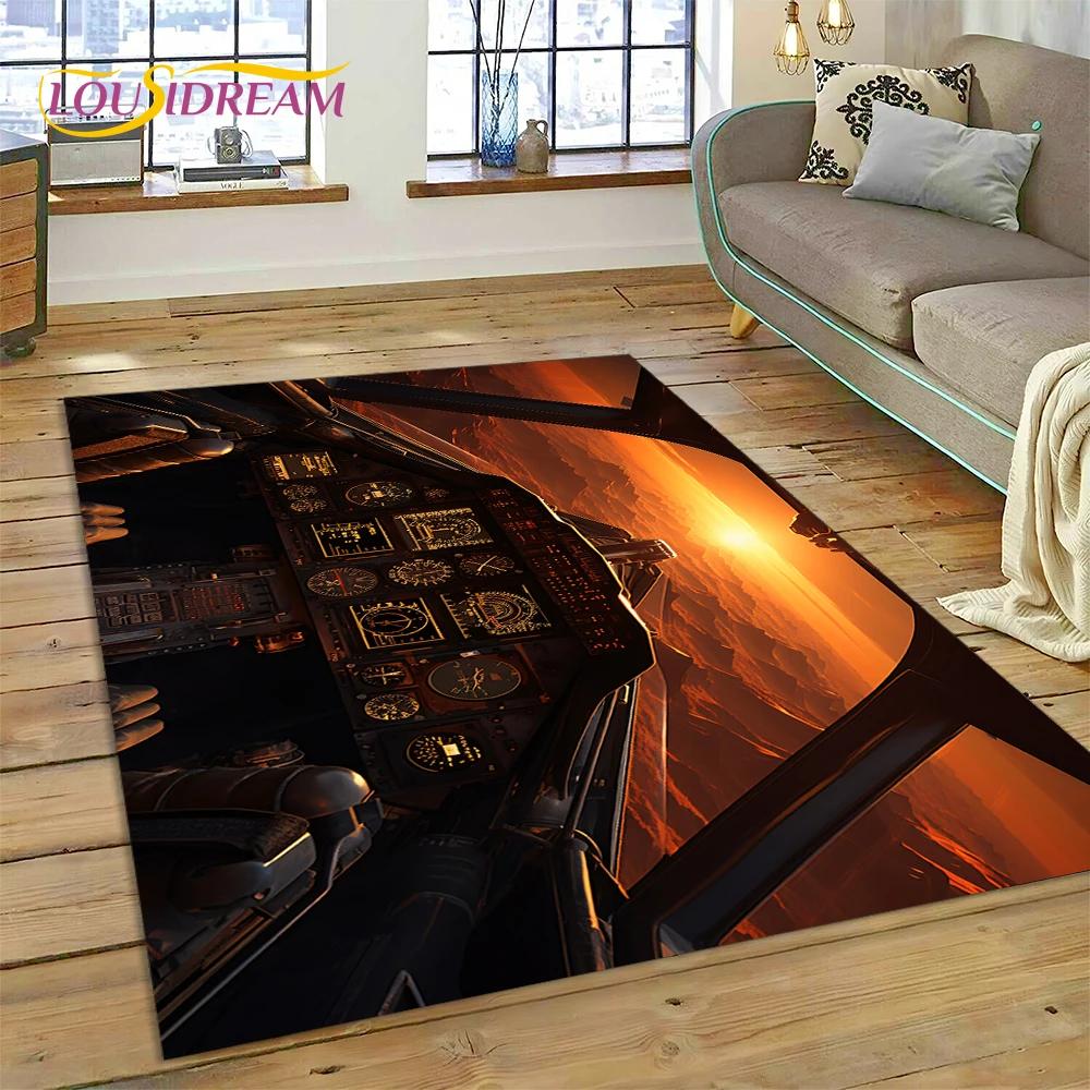 Řízení letadla Kokpit Kabina Kosmická loď Palubní deska Koberec Kobereček pro Obývací pokoj Ložnici, Protiskluzová Dekorace na Pohovku Rohožka Moto