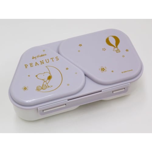 OSK Snoopy Peanuts Fancy Bento Box, 465ml Purple, Perfect for Making Onigiri (Rice Balls) and Side Dishes, Made in Japan, Includes Pressed Mould, Micr