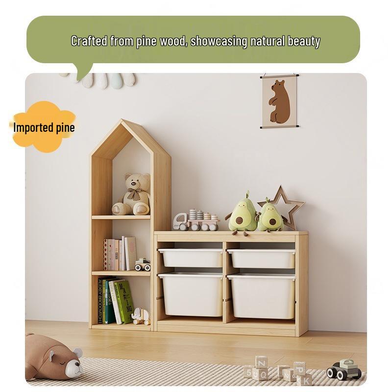 Children's Solid Wood Toy & Book Storage Shelf and Cabinet