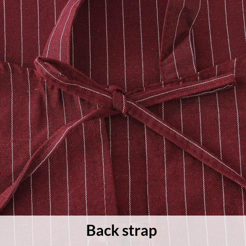 Kitchen Oil Resistant Apron Striped Zippered Linen-Cotton Apron With Straps Breathable Apron Women'S Dirt Resistant Work Clothes