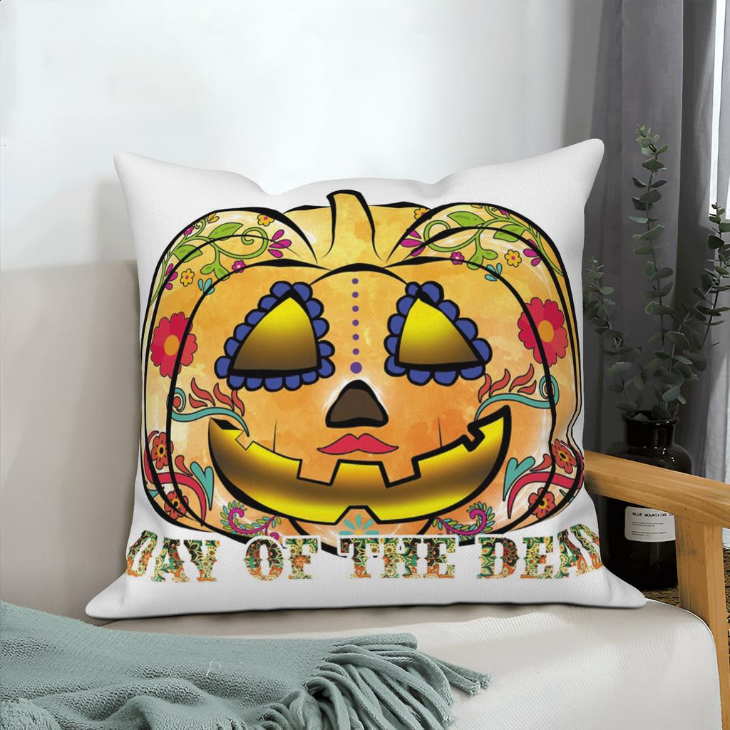 Halloween Throw Pillow Covers Pumpkin Ghost Witchy Linen Sofa Bed Pillowcase Square Cushion Cover Spooky Halloween Party Decor