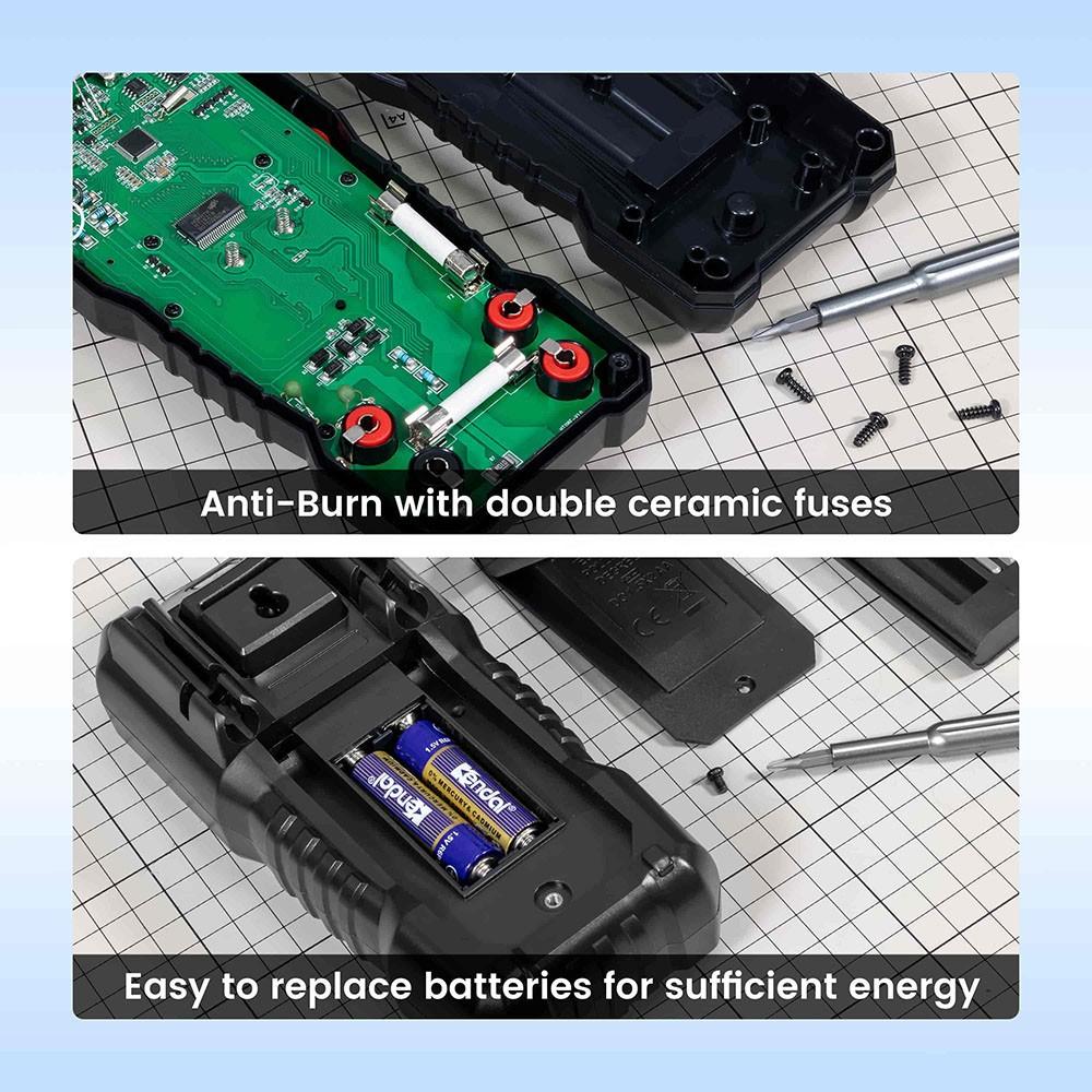 KAIWEETS HT118E Digital AC/DC Multimeter, TRMS 20000 Counts, 2.7 Inch Display, LED Lightning Jacks, Auto-Ranging - Black