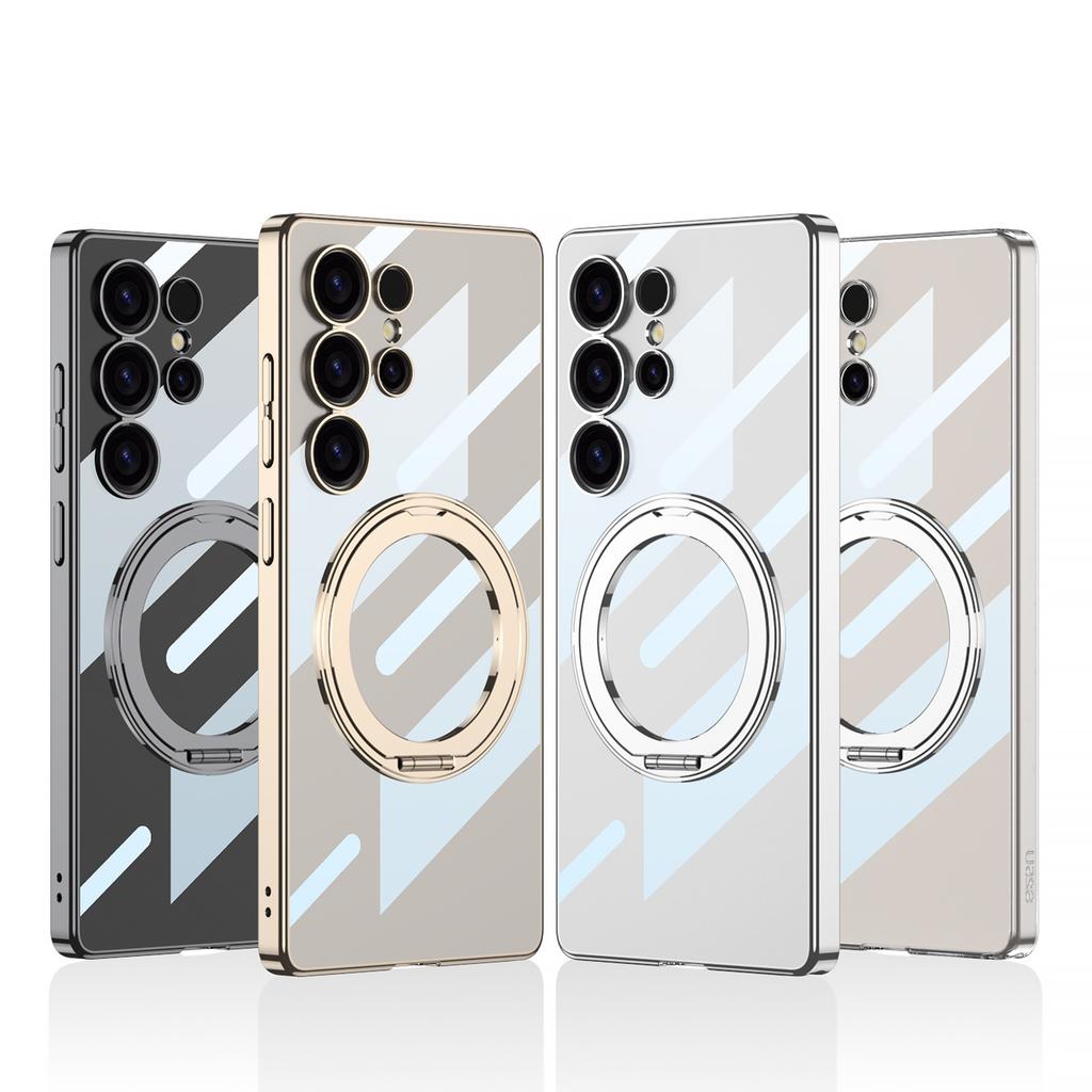 Suitable for Samsung S25Ultra Magnetic Phone Case S25u Rotary Bracket Electroplating Transparent Anti Fall