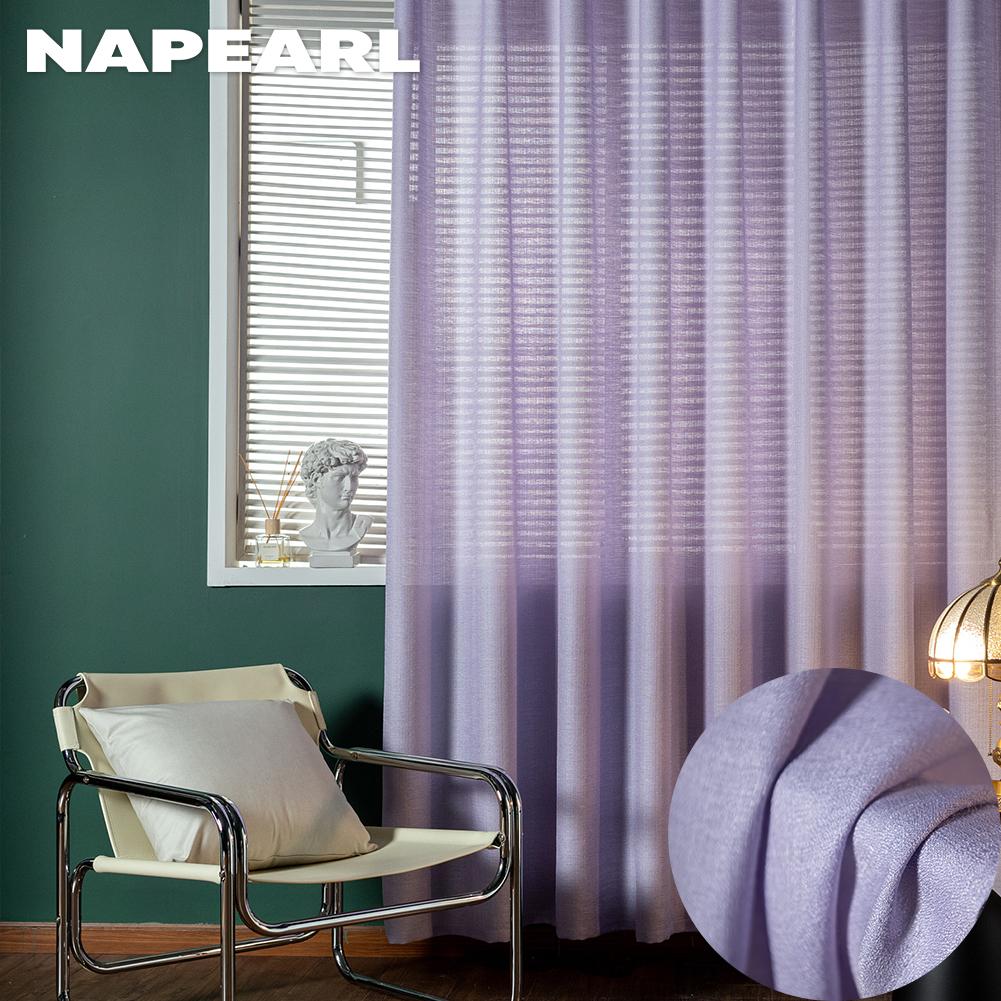 

1PC простий стиль барвистий тюль тягне плісировану стрічку віконна штора відносно товста прозора штора вітальня кухонна штора NAPEARL W100cm x L200cm фіолетовий