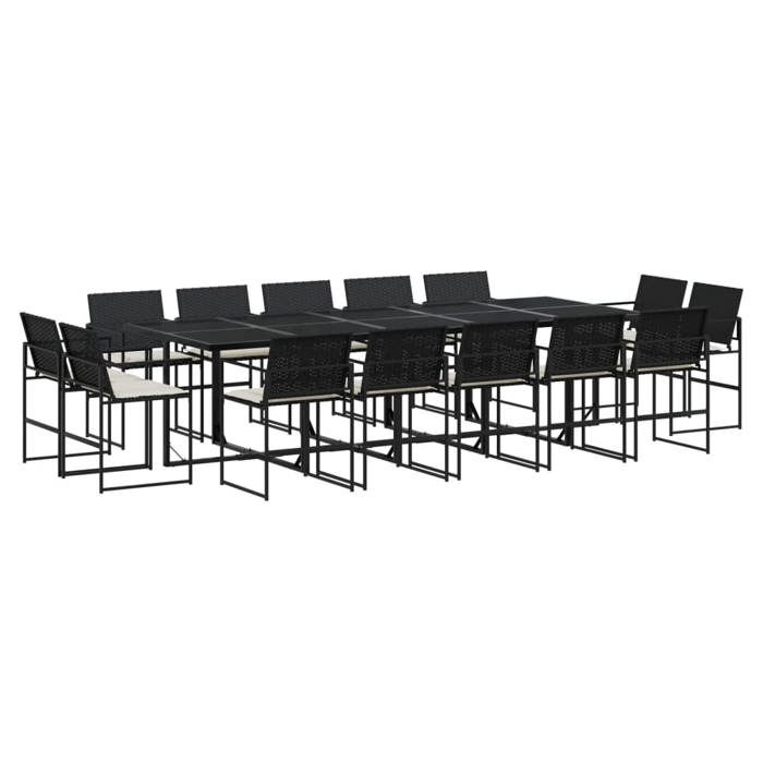 VidaXL 15-piece Garden Dining Set Cushions Black Wicker, Outdoor Dining Set, Dining Furniture 3295066