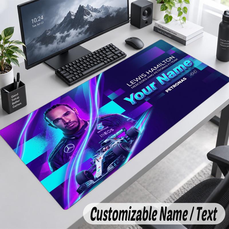 Lewis Hamilton Personalized Large Mouse Pad Custom Name Text Extended Desk Mat Gaming Mousepad