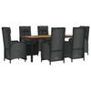 VidaXL Ensemble à manger de jardin coussins 7pcs Noir Résine tressée, ensemble de salle à manger, ensemble de salle à manger 3185078