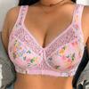 Bra Plus Size Wireless Un‑Padded Thin Floral Lace Bra Minimizer Brassiere for Large Bust