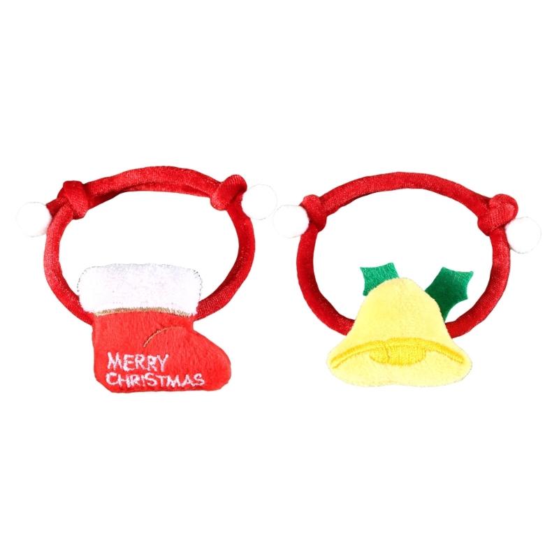 Pack of 2 Plush Pet Collars Funny Christmas Party Dogs Collar Pet Party Neckwear Cats Collar for Festival Celebration