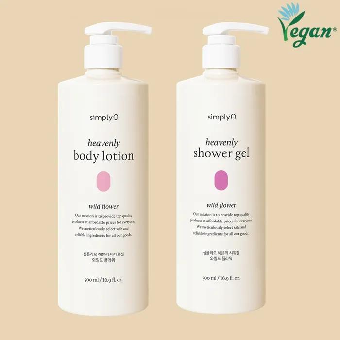 Heavenly mild acidic body lotion 500ml + shower gel 500ml, 2 scents, refreshing without stickiness