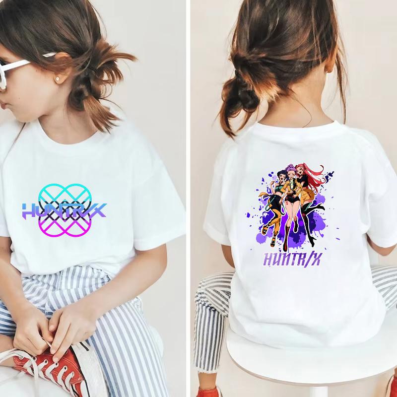Kpop Hunter Girls' Korean Printed Short Sleeve Medium to Small Kids' T-Shirt