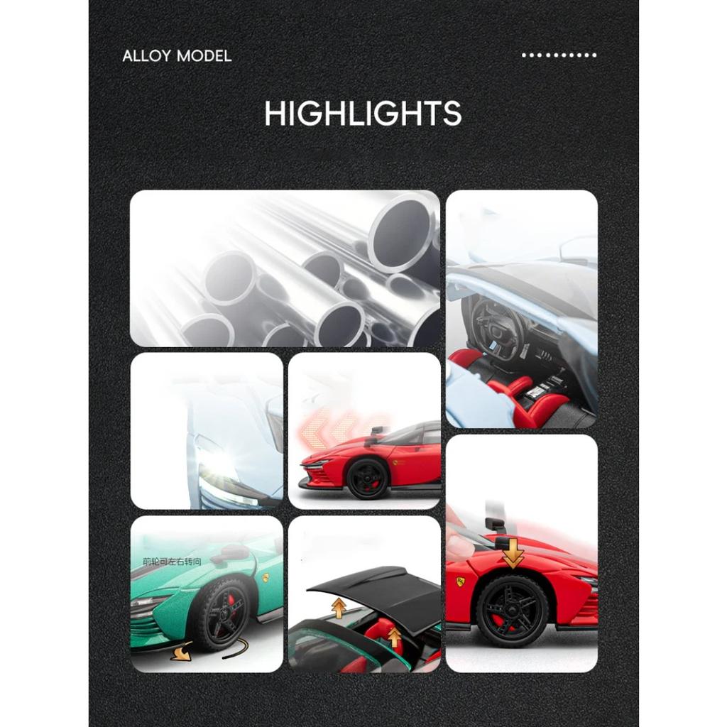 1/32 Ferrari Daytona SP3 Supercar Alloy Model Car Toy Diecasts Metal Casting Sound and Light Car Toys for Children Vehicle