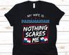 My Wife Is Panamanian Nothing Scares Me Shirt, Flag Of Panama, Anniversary Gift For Husband, Funny Marriage Shirt, Panamanian Wife T-Shirt