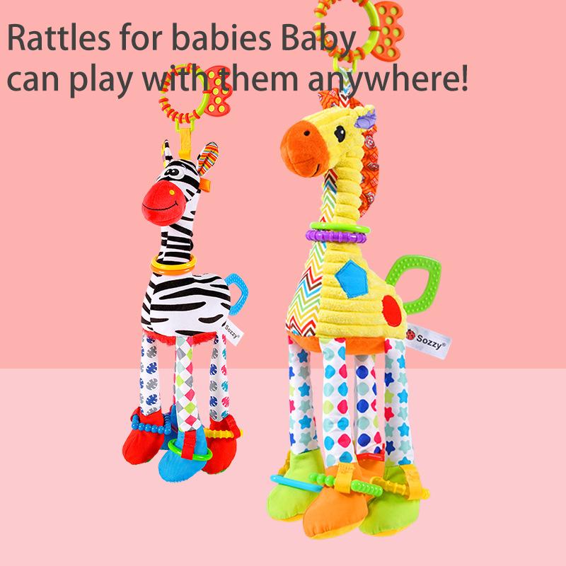 Cute Giraffe Rattle Plush Toys Baby Early Education Accompany Toys Children Sensory Animal Ring The Bell Toys Newborn Baby Gift