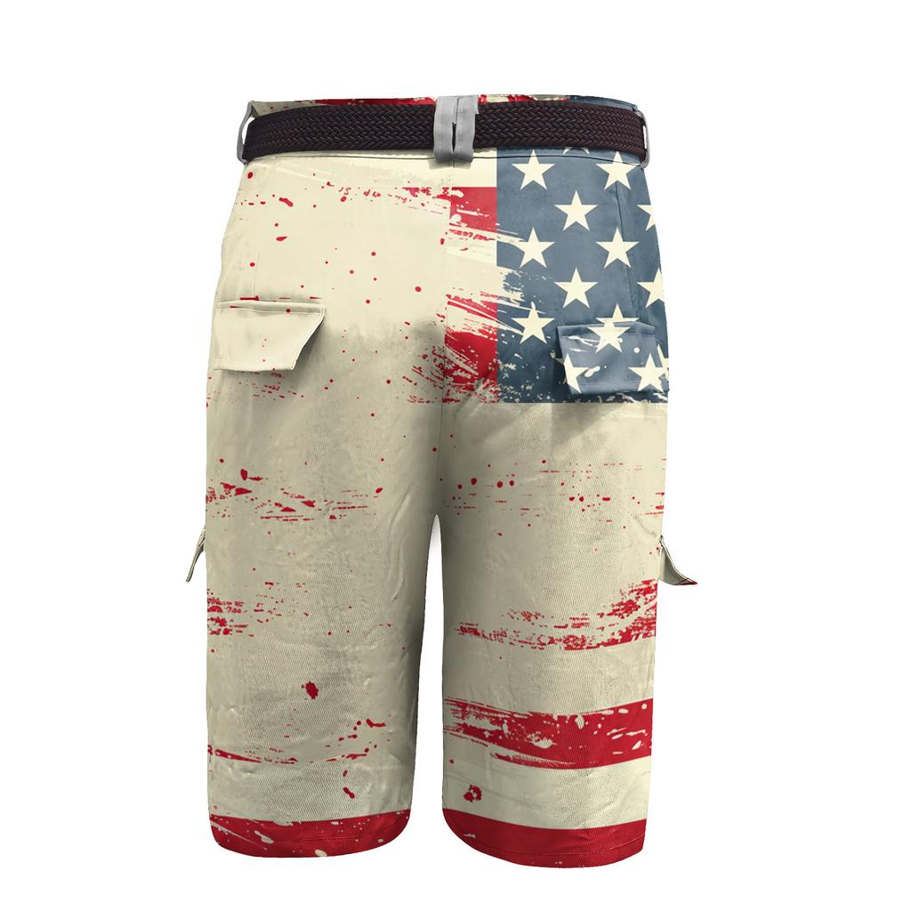 Men's Independence Day Printed Multi Pocket Workwear Shorts