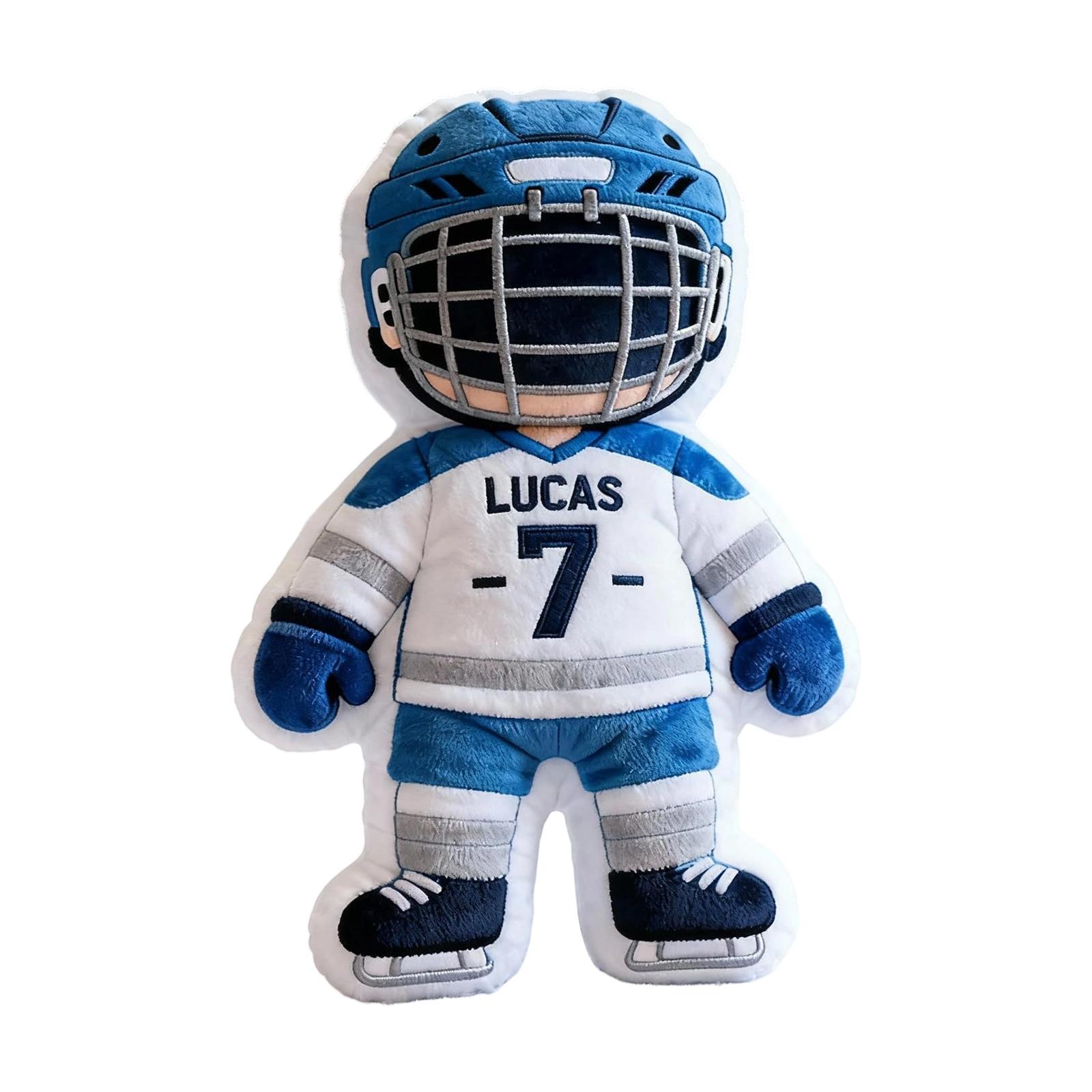 -7 Children s Ice- Sport-shaped Throw Pillow With Personalized Team Elements For Boys As A Birthday Gift One Size синий