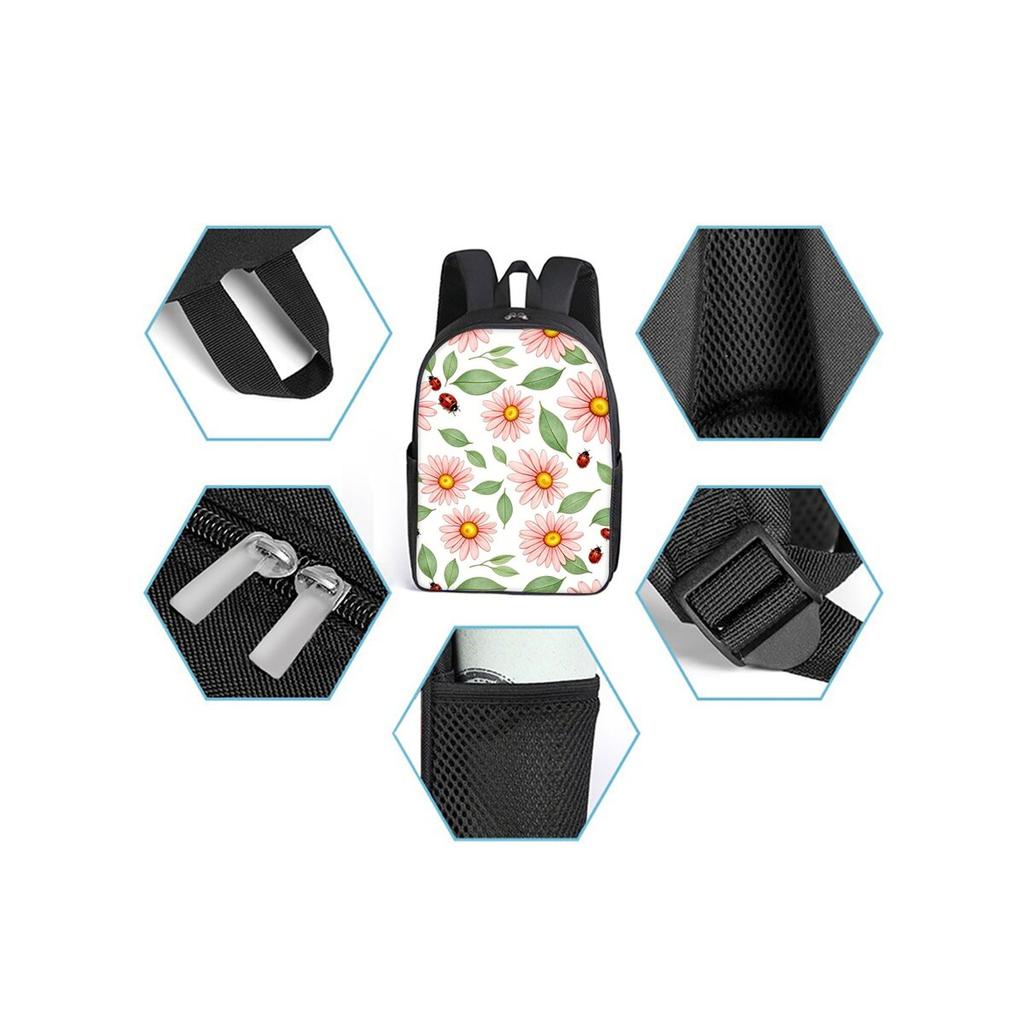 Coccinella Fiore Fungo Set da 3 Pezzi Zaino con Borsa a Tracolla, Astucci per Ragazzo/Ragazza Miglior Regalo Cartoni Animati Zainetti Scolastici per Studenti