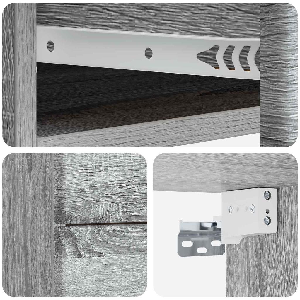 Wall Mounted Nightstand Grey Sonoma 34.5 x 33 x 40 cm
