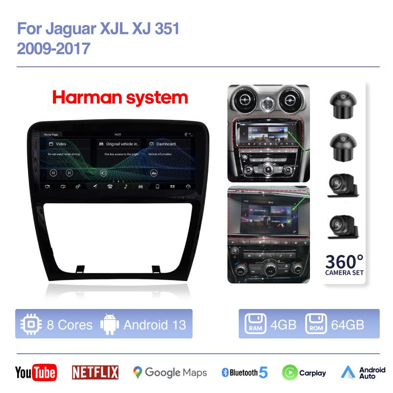 10.25inch Car Multimedia Video Player For Jaguar XJL XJ 351 2009-2017 GPS Navigation Android13 Radio stereo 8+256G Carplay 4G