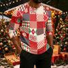 Men's Casual Raglan Three-Quarter Sleeve Shirt with Christmas Print