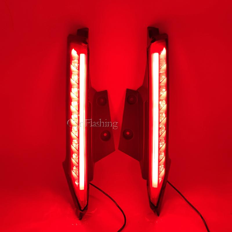 2PCS For Nissan Xtrail X-trail X trail Rogue 2014 - LED DRL Rear Bumper tail light fog lamp Brake Lights Signal lamp