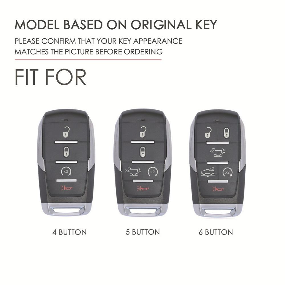 Leather Car Key Cover Case For Dodge Ram 1500 Ram1500 Ram2500 Trx   For Chrysler Couve Dodge Jeep Grand Cherokee