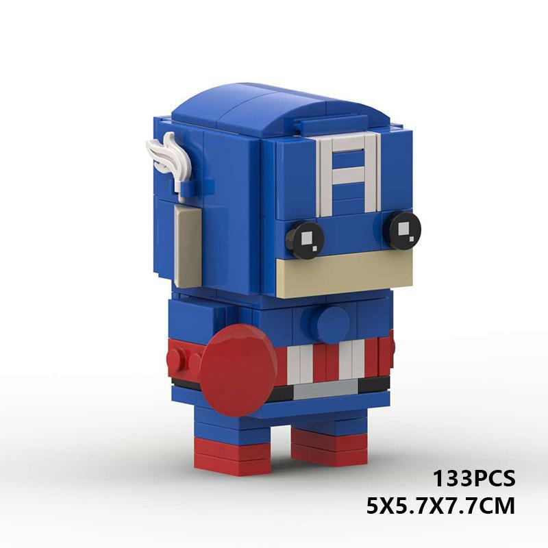 Building Block Compatible, Ornament Captain America Square Head Boy, Comic Classic Characters, Assembled Gifts
