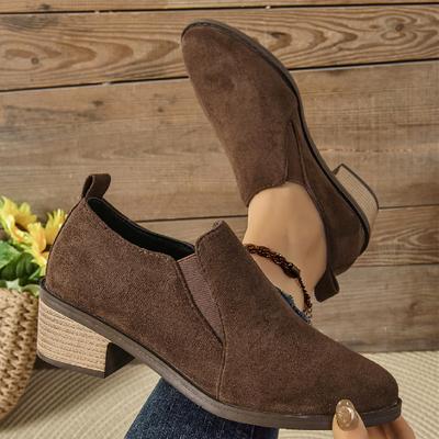 Übergröße Damen Spitz zulaufend Klobiger Mittelhoher Absatz Tiefer Ausschnitt Loafer