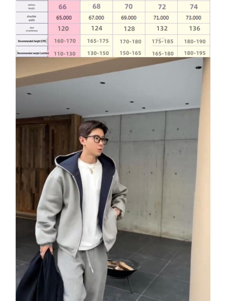 Men's Hooded Thick Zipper Cardigan Jacket - Warm, Loose Fit for Autumn/Winter 2025