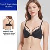 French Front Clasp Lace Bra Cross Back Bra for Women with Small Chest No Empty Cup Push Up and Anti-sagging Bra