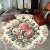 Vintage Peony Floral Round Rug Indoor Floor No Slip Carpet for Bedroom Home Office Decor Floor Mat