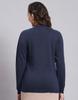 MONTE CARLO Womens Solid Navy Blue V Neck Full Sleeve Cardigan
