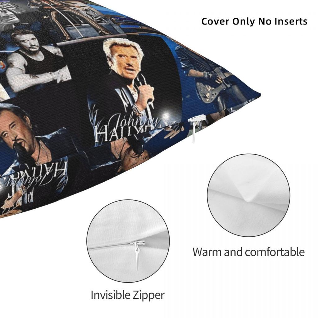 Johnny Hallyday French Singer Assorted Rectangular Vintage Collage Pillow Cover Pillow Case Cover For Office Car Home Decorative