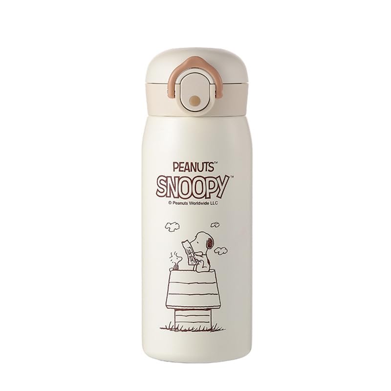 Snoopy Coffee Stainless Steel Direct 420ml Keeps Hot or Vacuum Large Easy to Perfect for Outdoor Unofficial Thermos, Lightweight, Slim, Bottle,