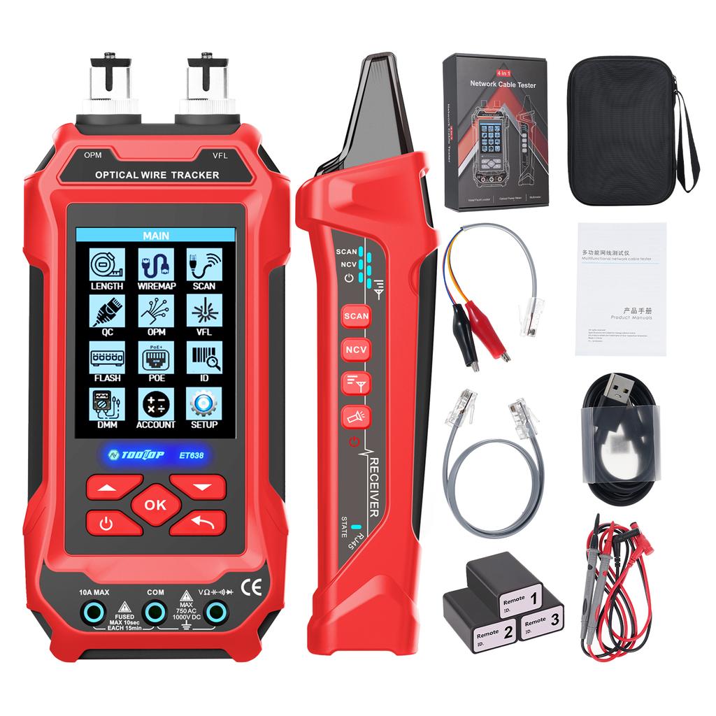 ET638 Multifuncțional 5 în 1 Tester de cablu de rețea Multimetru, tensiune ACDC, diodă, rezistență,