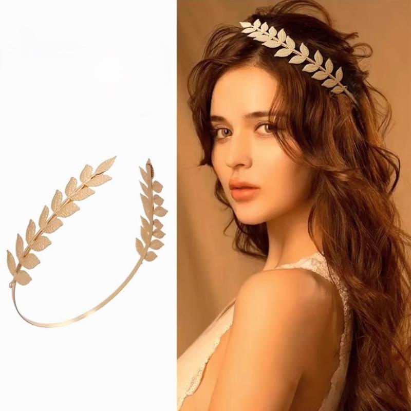 Retro Gold Color Leaf Headband Headpiece Crown Tiara Headdress Goddess Greek Head Jewelry Bride Wedding Hair Accessories