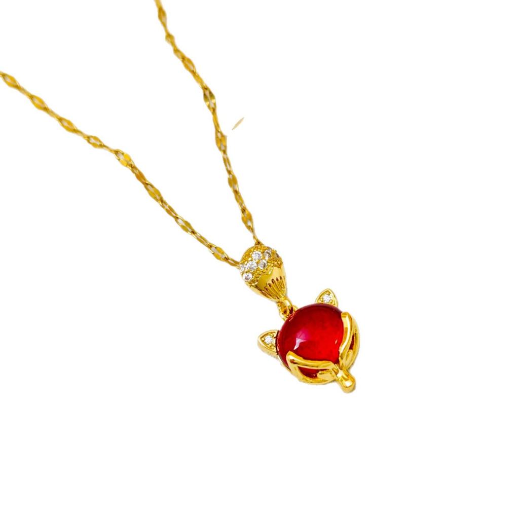 Net Celebrity Titanium Steel Fox Necklace: High-End, Colorfast, Versatile, Luxury Jewelry for Women