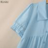 ZANZEA Women Casual Turn Down Collar Summer Short Sleeve Dress