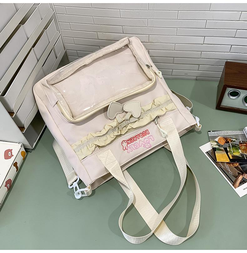 Schoolbagins Style High-value Student Schoolbag Female Korean College Style Two-piece Backpack Ballet Style Lace Make-up Bag