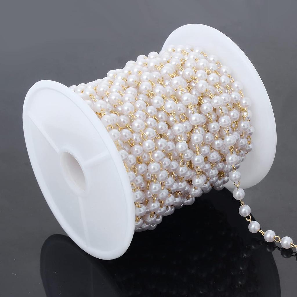 10 Yards Pearl Beading Chains Bracelet Necklace Jewelry Making Clothing Hat Decoration Artificial Pearls Chain DIY Handmade Gift