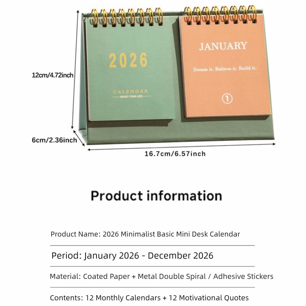 Double Row 2026 Desk Calendar Portable Daily Planner Simple Mini Calendar Office School Supplies