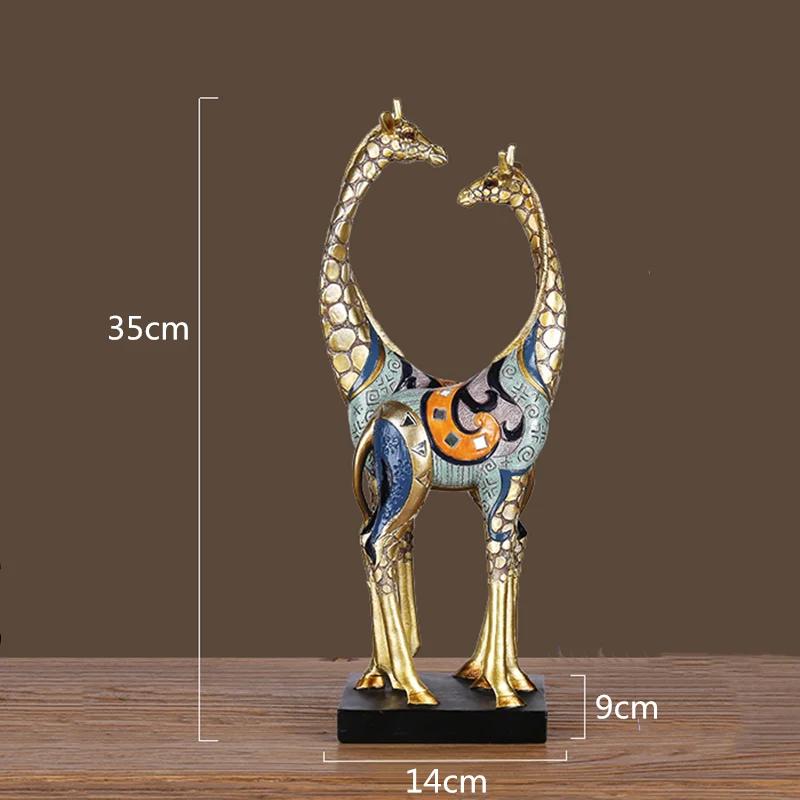 Scultura di Animale Simulato Giraffa Madre e Figlio Statua di Animale Dipinta Decorazione Moderna per la Casa Ornamenti Artigianali Dorati