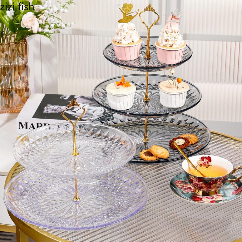 Acrylic Cake Pan Multi-layer Cake Stand Dessert Plate Dim Sum Dish Fruit Plate Candy Tray Snack Tray Bread Plate Fruit Holder