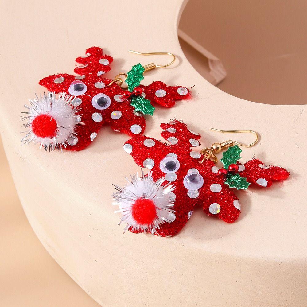 Xmas Tree Christmas Drop Earrings Party Festival Wreath Circle Earrings New Year Earrings  Holiday