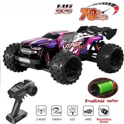 Nové 1:16 4WD RC Car 50-70KM/H Auta na dálkové ovládání Elektrické vysokorychlostní bezkomutátorové 2,4G dálkové ovládání Drift Monster Truck Hračky dárek