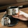 Mirror Silver Floral Ceramic Cup Saucer Set Electroplated Porcelain Coffee Cup for Espresso Latte Tea Modern Luxury Home Decor
