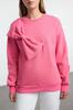Women's Fashionable Stylish Sweatshirt Pink Thin Crew Neck Ribbon Detailed Oversize Comfortable Cut Knitted Sweatshirt