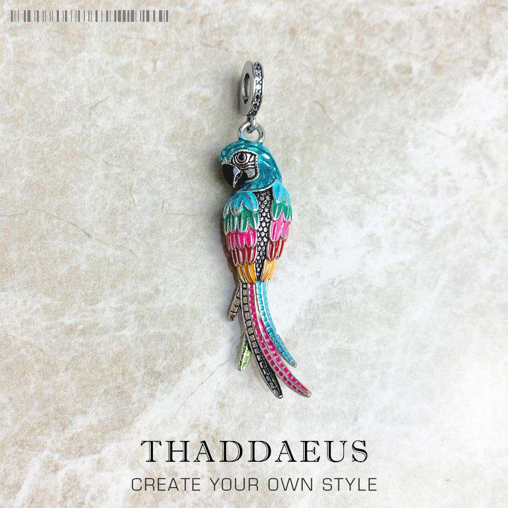 

Colorful Striking Parrot Pendant 925 Silver Dangle Charm Women New Fine Jewelry