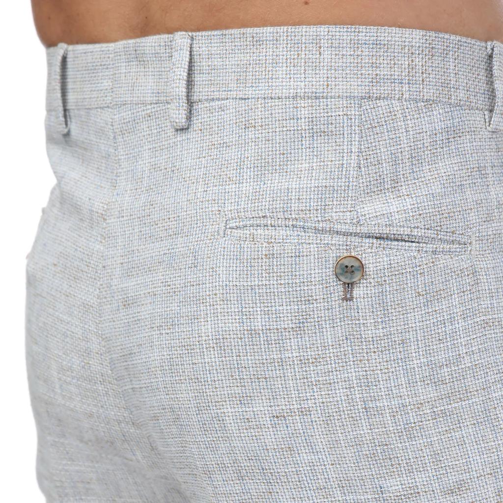 Guide London Mens Triple Colour Yarn Textured Woven Slim Suit Trousers