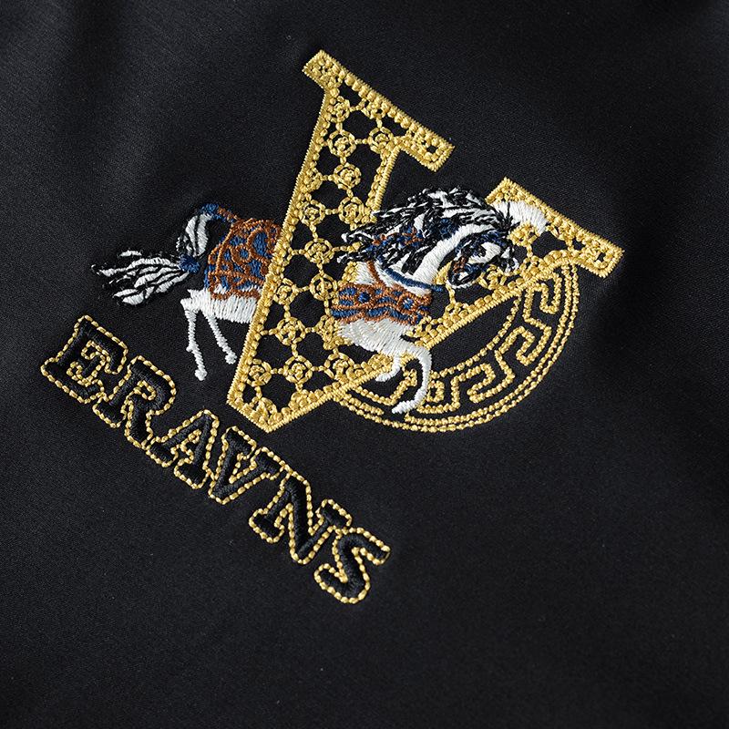 2025 Men's Fashion Trend: Embroidered Black Jacket - European Style